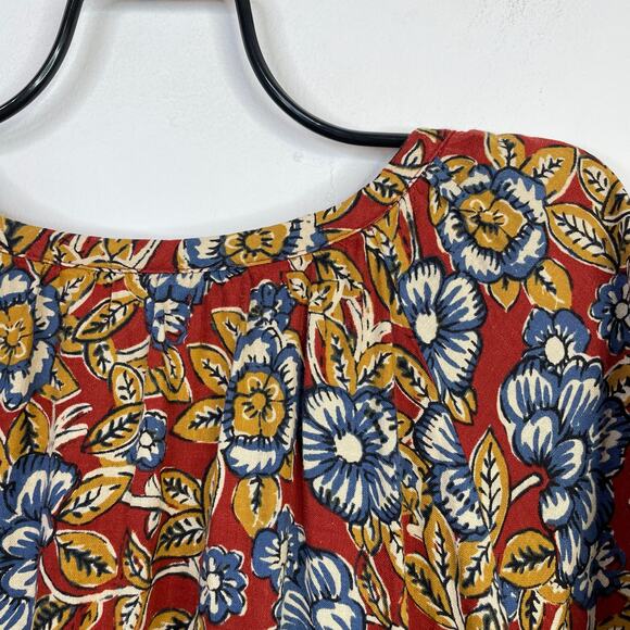 Faherty Carmel Linen Blend Belted Midi Dress Red Desert Bloom Flowy Classic XXL - Picture 14 of 17